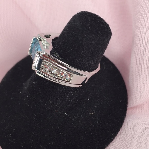 AQUAMARINE GEMSTONE Silver RING - Picture 6 of 7